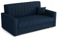 Produktbild: MEBLE-LUX Schlafsofa klein Zanzibar I Sofa 3 Sitzer 153 cm Breit I Sofa mit Schlaffunktion I Schlafsofa mit Bettkasten I Couch mit Schlaffunktion Klein I Dunkelblau