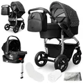Produktbild: Bergsteiger Capri Kombikinderwagen 4-in-1 – Babywanne, Sportsitz, i-Size Babyschale & Isofix-Station, Luftreifen, höhenverstellbar, faltbar, Zubehör