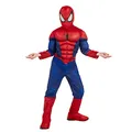 Produktbild: Rubies Spider-Man-Kostüm für Kinder, offizielles Marvel Spider-Man-Kostüm, Größe 3–4 Jahre, Overall mit gepolstertem Muskel-Overall, Sturmhaube mit Klettverschluss und integrierten Stiefelüberzügen