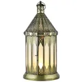 Produktbild: Marrakesch Boho Deko Teelichthalter Windlicht aus Metall & Glas Lilaf Weiss 40cm | Orientalische Kerzenhalter Laterne als Marokkanische Balkon Garten oder Wohnzimmer Deko | Gartendeko für draußen