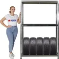 Produktbild: PROREGAL Reifenregal RAGNAR HxBxT 180 x 120 x 40cm Bis Zu 8 Reifen Auf 2 Ebenen + Ablage 265kg Fachlast Verzinkt
