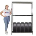 Produktbild: PROREGAL Reifenregal Ragnar HxBxT 180x120x40cm bis zu 8 Reifen auf 2 Ebenen + Ablage 265kg Fachlast Verzinkt Werkstattregal, Lagerregal, Kellerregal