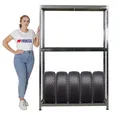 Produktbild: PROREGAL® Schwerlastregal Reifenregal Räderregal RAGNAR 180x120x40cm 8 Reifen + Ablage, Garagenregal Winterreifen Sommerreifen Allwetterreifen 265kg Fachlast
