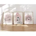 Produktbild: MeinBaby123® I Bilder Kinderzimmer | 3er Set DIN A4 Poster Set | Wandbilder | Kinderzimmer Poster | (Zebra & Luftballon rosa)