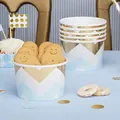 Produktbild: Premium Weddings Eisbecher Pappe Zickzack hellblau Gold 8 Stück