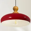 Produktbild: bamyum Androa Hängelampe Esstisch Rot Weiß Metall Ø40cm 1 flamming, Deckenlampe Rot, Pendelleuchte Esstisch Holz Vintage, Deckenleuchte Küchenlampe Hängend Vintage Lampenschirm Hängelampe Wohnzimmer
