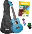Produktbild: Cascha Linde Sopran Ukulele Set Blau Linde Zubehör Gigbag Plektren Tuner Schule