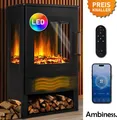 Produktbild: Ambiness Elektrokamin Magnus | 2 Heizstufen 1000W & 2000W | LED - 3D Flammeneffekt & Smart-Home-Steuerung | inkl. Fernbedienung Timer & Thermostat | Überhitzungsschutz | gehärtetes Glas