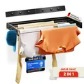 Produktbild: teolix Wäscheständer Wandmontage [2in1 mit extra Kleiderhaken] Ausziehbar und Platzsparend | Wäschetrockner Klein für Wand | Clothes Drying Rack Zeitlos Praktisch - (Schwarz, 80cm)