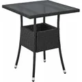 Produktbild: Polyrattan Gartentisch Yoro Wetterfest - Balkontisch 60x60 Cm Eckig - Rattan Beistelltisch Mit Glasplatte - Kleiner Tisch Für Balkon - Schwarz - Juskys