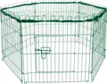 Produktbild: dobar 6-eckiges Freilaufgehege, Kaninchengehege aus Metall mit Nylon Netz für draußen winterfest, 112 x 98 x 56 cm, Grün