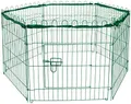 Produktbild: dobar 80596 6-eckiges Freilaufgehege, Kaninchengehege aus Metall mit Nylon Netz für draußen winterfest, 112 x 98 x 56 cm, grün