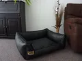 Produktbild: Hundebettenmanufaktur Hundebett Hundesofa Schlafplatz Kunstleder Similpelle Farbe und Größe wählbar von XS bis XXL (120 cm X 100 cm, schwarz)
