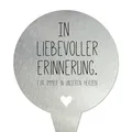 Produktbild: younikat Grabstecker aus Edelstahl I Grabschmuck Rund 16 cm Deko I Spruch - In liebevoller Erinnerung I you0078