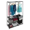 Produktbild: Relaxdays Offener Kleiderschrank, mit Wäschekorb, freistehend, Kleiderständer mit Ablage, HBT 180 x 115 x 50 cm, schwarz