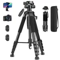 Produktbild: JOILCAN Kamera Stativ, 187cm Fotostativ mit Abnehmbar Kopf, Camera Tripod mit Tragetasche für Canon Nikon DSLR Mirrorless, Aluminium Dreibeinstativ Tragkraft 5kg mit Handyhalterung for Smartphone