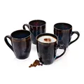 Produktbild: Sänger | Kaffeetassen Set Tokio 4 tlg, Kaffeebecher Set 4 Personen, Steingut Tasse Spülmaschinenfest, Tassen Set Handmade, Mug Set Blau-Schwarz mit Braunen Akzenten 300 ml | PREMIUM COLLECTION