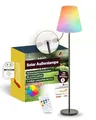 Produktbild: SCHWAIGER Solar Außenlampe mit Lautsprecher I 1,5 m LED-Stehleuchte für draußen I per Fernbedienung steuerbar & IP44 spritzwassergeschützt I dimmbar & mit Farbwechsel I Solarlampe mit Bluetooth-Box