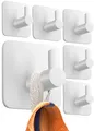 Produktbild: 4smile Handtuchhalter ohne Bohren, 6er Set, weiß - Badezimmer Handtuchhalter aus Edelstahl, funktionale Klebehaken, hohe Tragkraft - Wasserfeste Haken für Bad, Haken selbstklebend, Handtuchhaken
