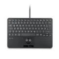 Produktbild: Perixx PERIBOARD-427 US, kabelgebundene beleuchtete USB-Tastatur mit Trackball – weiße und rote Hintergrundbeleuchtungsfunktion – 28,4 × 18,2 × 2,8 cm – integrierte 2 USB-Hubs – deutsches Layout