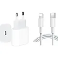 Produktbild: 2 Meter Schnelladekabel Lightning Netzteil 20W USB C Ladegerät für Apple iPhone 14, 13, 12, 11, XR, XS, Pro, Max - Weiß