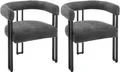 Produktbild: WOLTU 2xEsszimmerstühle, Sessel bequem modern, aus Chenille Metall, dunkelgrau