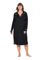 Produktbild: Ulla Popken Damen große Größen Übergrößen Plus Size Nachthemd, Zierpaspel, Reverskragen, Langarm schwarz 50+ 812447100-50+