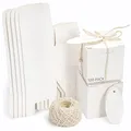 Produktbild: Belle Vous Weiße Pappschachteln mit Deckel (100 Stk) - 5 x 5 x 5 cm - Quadratische Kraftpapier Box mit Juteschnur & Tags für Basteln, Party & Hochzeit Gastgeschenke - Leicht Aufzubauen
