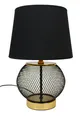 Produktbild: Tischlampe schwarz gold rund 25x38 cm mit schwarzem Schirm Nachttischlampe  E27