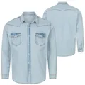 Produktbild: Rock Creek Herren Jeanshemd Denim Hellblau Herrenhemd Regular Fit Langarm H-322