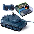 Produktbild: GOODS+GADGETS Ferngesteuerter Mini RC Panzer German Tiger I - Modellbau R/C Battletank mit Schussfunktion, Sound & Licht - 1:72 Maßstab (1 x Mini RC Panzer)
