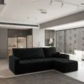 Produktbild: Masseno Ecksofa VOLIRA mit Schlaffunktion L-Form, Sofa mit Bettkasten, Wohnzimmersofa, Couch, Soffa, Bettsofa, Couchgarnitur- Schwarz, KRONOS 07