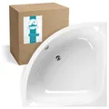 Produktbild: Calmwaters® Raumsparende Eckbadewanne 120x120 cm, Acrylwanne Modern Small 2 für zwei Personen, Duowanne aus Acryl, Maße 120 x 120 cm, Weiß, 02SL2970