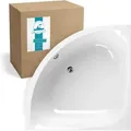 Produktbild: Calmwaters® Raumsparende Eckbadewanne 120x120 Cm, Acrylwanne Modern Small 2 Für Zwei Personen, Duowanne Aus Acryl, Maße 120 X 120 Cm, Weiß, 02sl2970