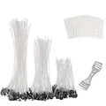 Produktbild: Funxim 150 Stück Kerzendocht Kerzen Dochte 3 Verschiedenen Größen(90mm,150mm and 200mm) Kerzendochte Candle Wick mit Fuß Aufklebern und kerzendocht zentriergerät für die Kerzenherstellung, Kerze DIY