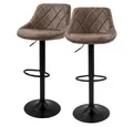 Produktbild: ML-DESIGN Barhocker Gepolsterter Barstuhl mit Rückenlehne und Fußstütze, 360° drehbar (2 St), Drehstuhl höhenverstellbar 62-82 cm 2er Set Braun Bezug aus Kunstleder