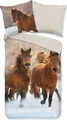 Produktbild: Traumschloss Flanell Kinder Bettwäsche - Ponys - Winter, Schnee, beige 135 x 200 cm Ponys im Winter, Schnee, beige