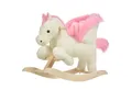 Produktbild: HOMCOM Schaukeltier mit Tiergeräusche Spielzeug für 18-36 Monate Plüsch Weiß+Rosa, (1 tlg), 70L x 28B x 57H cm