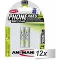 Produktbild: 12x2 Ansmann maxE NiMH Akku Micro AAA 550 mAh DECT PHONE