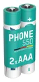 Produktbild: ANSMANN Akku AAA Micro 550 mAh 1,2V NiMH, 2 Stück, wiederaufladbar DECT Telefon