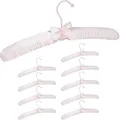 Produktbild: Kleiderbügel Satin, 10er Pack, weich gepolstert, 360° drehbarer Haken, dekorative Schleife, 38 cm breit, rosa - Relaxdays