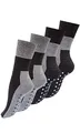 Produktbild: 4 Paar ABS Socken Vollplüsch, Anti Rutsch Socken Stoppersocken Bi-Color Schwarz / Grau , Gr- 43/46