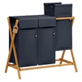 Produktbild: AdelDream Wäschekorb 3 Fächer 150L Bambus Wäschesammler Wäsche Sortiersystem X-förmige Wäschebox laundry baskets Wäschesortierer