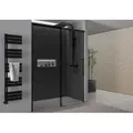 Produktbild: Nischendusche mit Schiebetür Soft-Close Bernstein DX906 flex 120 cm Schwarz matt 8 mm Nano Graues Glas