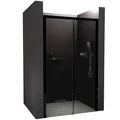 Produktbild: BERNSTEIN Nischendusche mit Schiebetür Soft-Close 120x195cm DX906 Flexible Montage Grauglas Echtglas-Dusche mit NANO Duschwand, Profilfarbe in Schwarz
