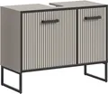 Produktbild: welltime Waschbeckenunterschrank Locri, Höhe 63 cm, Rillenoptik, Metall Kufen (1-St) modernes Design, Badschrank, Unterschrank, Bad