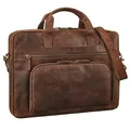Produktbild: STILORD 'Cyrus' Vintage Laptoptasche 17 Zoll Leder Herren Groß Business-Tasche Echtleder Umhängetasche für Laptop 17,3 Zoll Arbeit Business Reise, Farbe:zamora - braun
