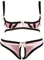 Produktbild: COTTELLI Lingerie - verführerischer Bügel-Hebe BH und Slip, erotische Reizwäsche mit gefütterten Cups und verstellbaren Trägern, Ouvert-Höschen