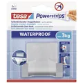 Produktbild: tesa Powerstrips Doppelhaken Waterproof Zoom - selbstklebender Haken für Dusche und Bad, groß - Metall-Badhaken - belastbar bis 3 kg