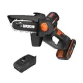 Produktbild: WORX WG325E Nitro Profi Mini Akku-Kettensäge 20V, Einhand Ast-Säge, starker Brushless Motor, 5650 /min, 12cm Schnittlänge, leicht & kompakt, automatische Kettenschmierung (inkl. 2Ah Akku & Ladegerät)